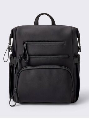Kids Black Square Backpack with Multiple Zip Pockets